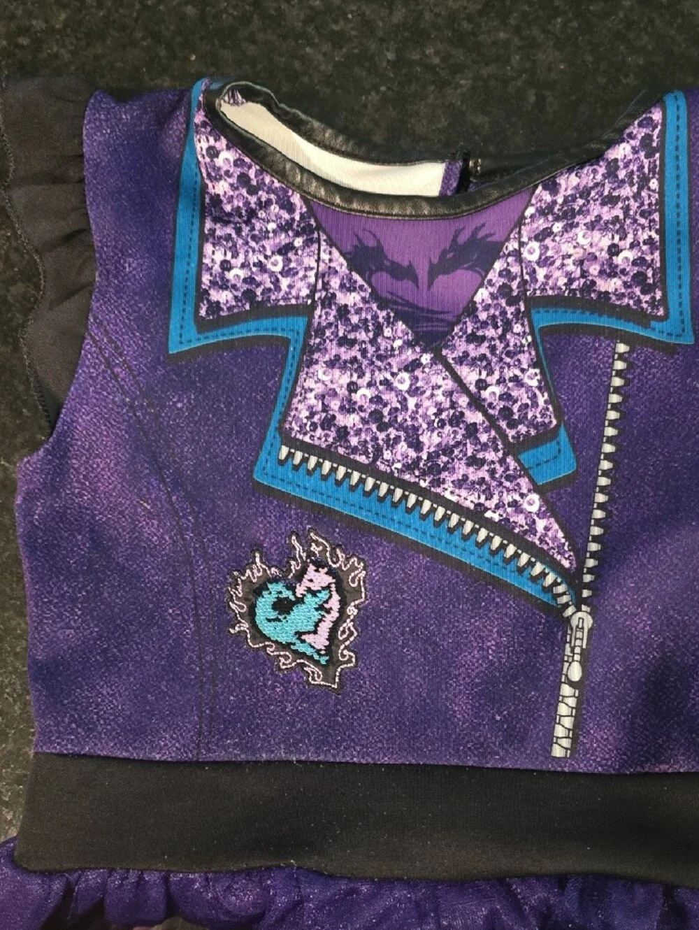 Disney Descendants Purple Layered Party Dress with Teal Trim